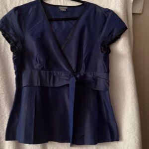 Ann Taylor Blue Wrap Blouse